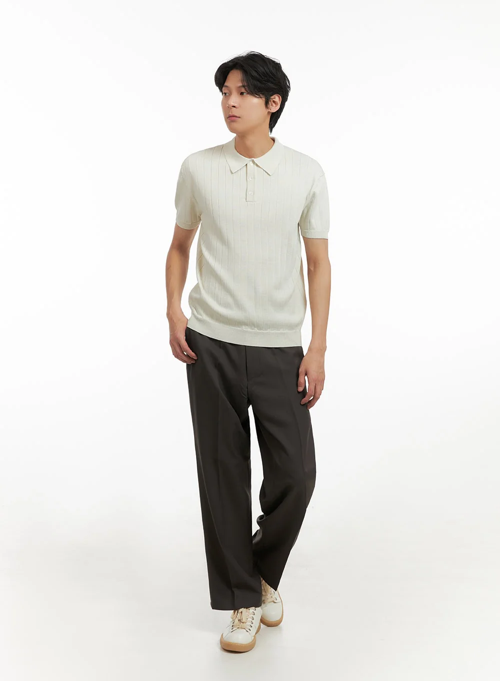 Men's Knit Polo Shirt IY402 - Image 2