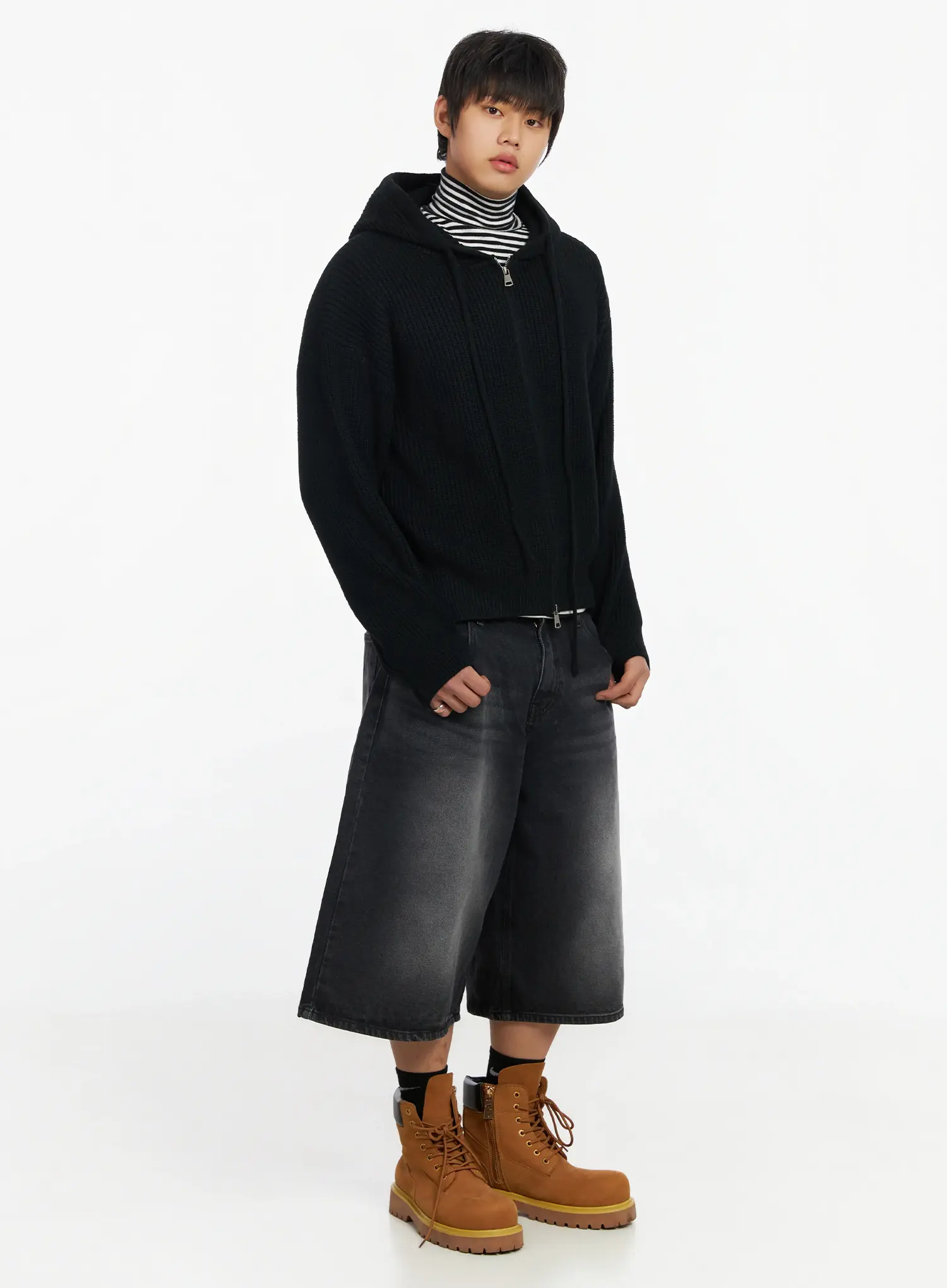 Men's Knit Zip-Up Hoodie IF503