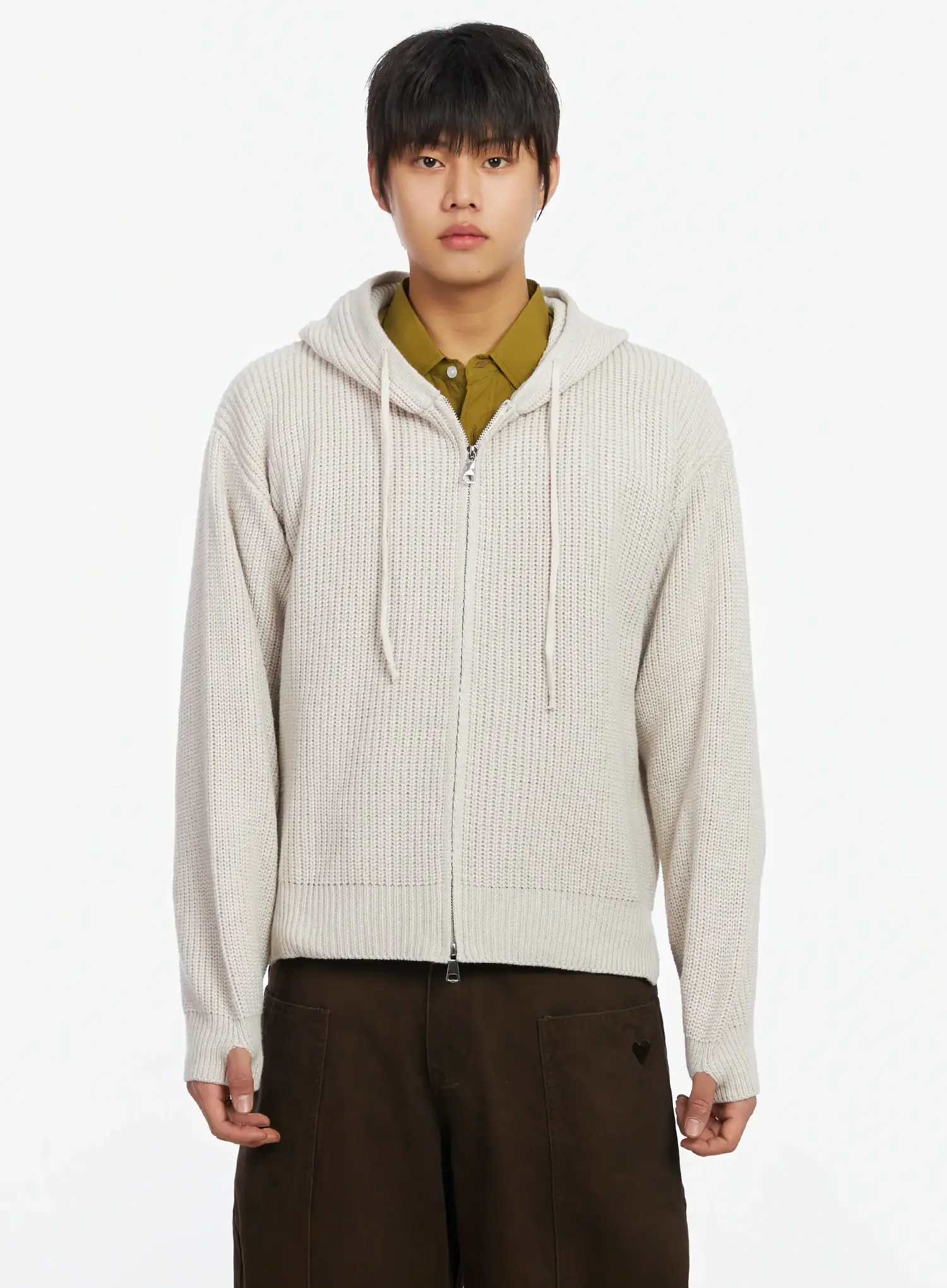 Men's Knit Zip-Up Hoodie IF503 - Image 10