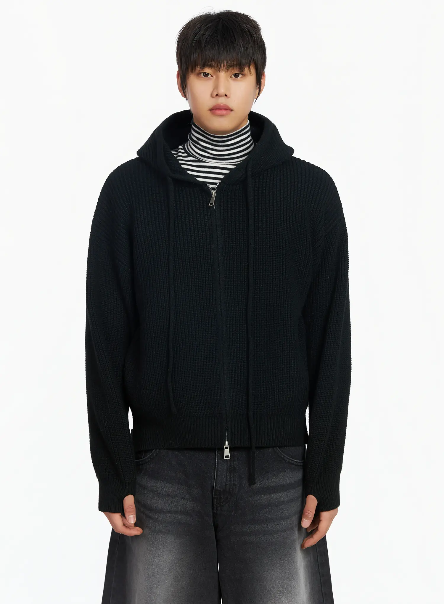 Men's Knit Zip-Up Hoodie IF503 - Image 12