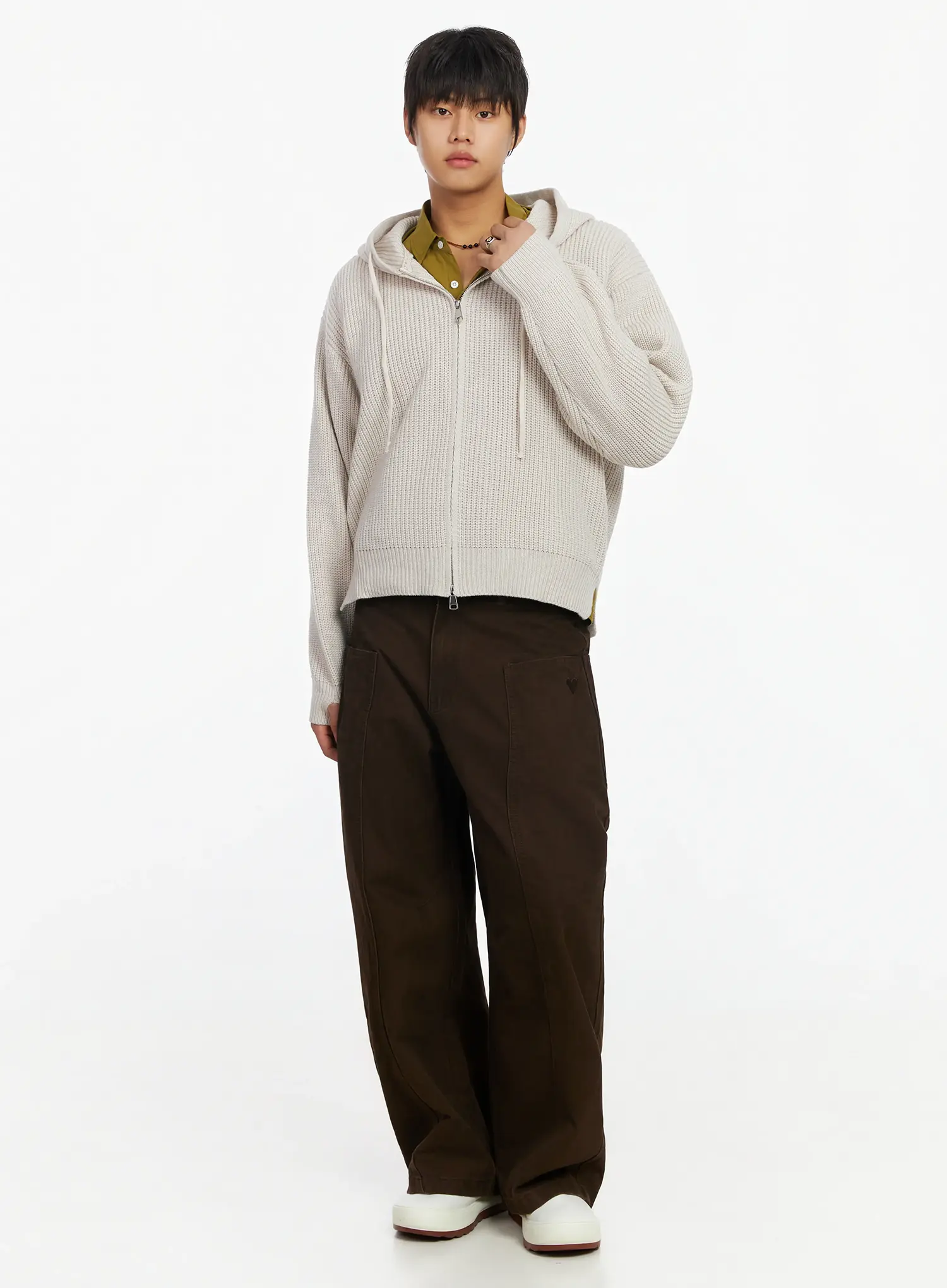 Men's Knit Zip-Up Hoodie IF503 - Image 2
