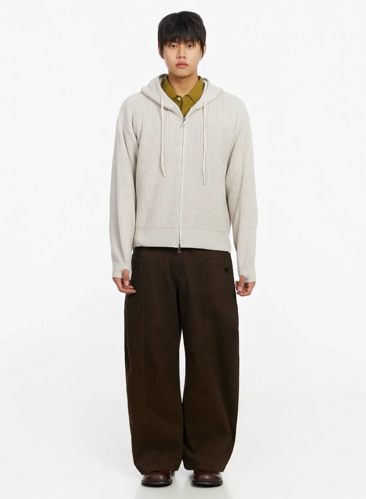 Men's Knit Zip-Up Hoodie IF503 - Image 3