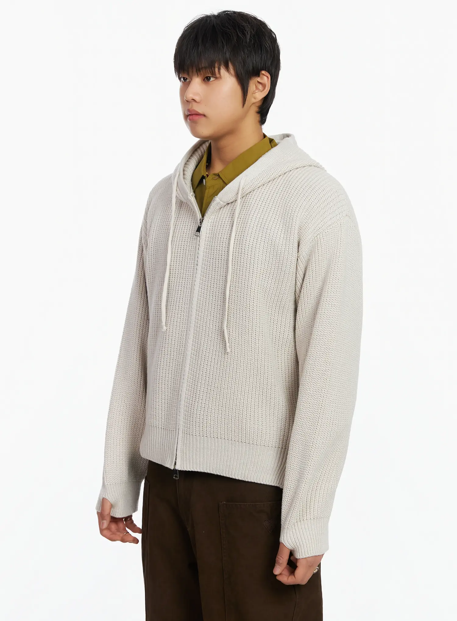 Men's Knit Zip-Up Hoodie IF503 - Image 4