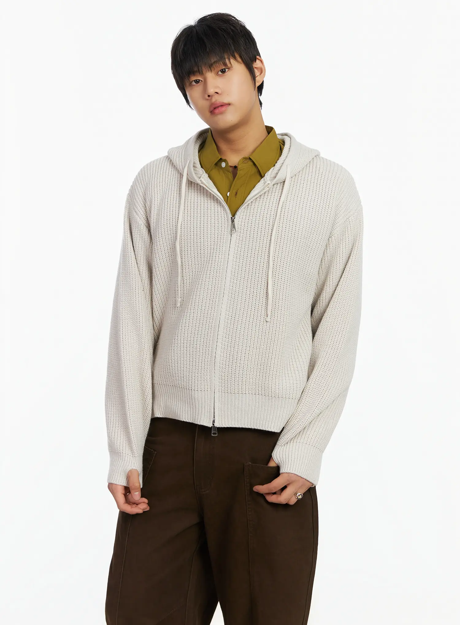 Men's Knit Zip-Up Hoodie IF503 - Image 6