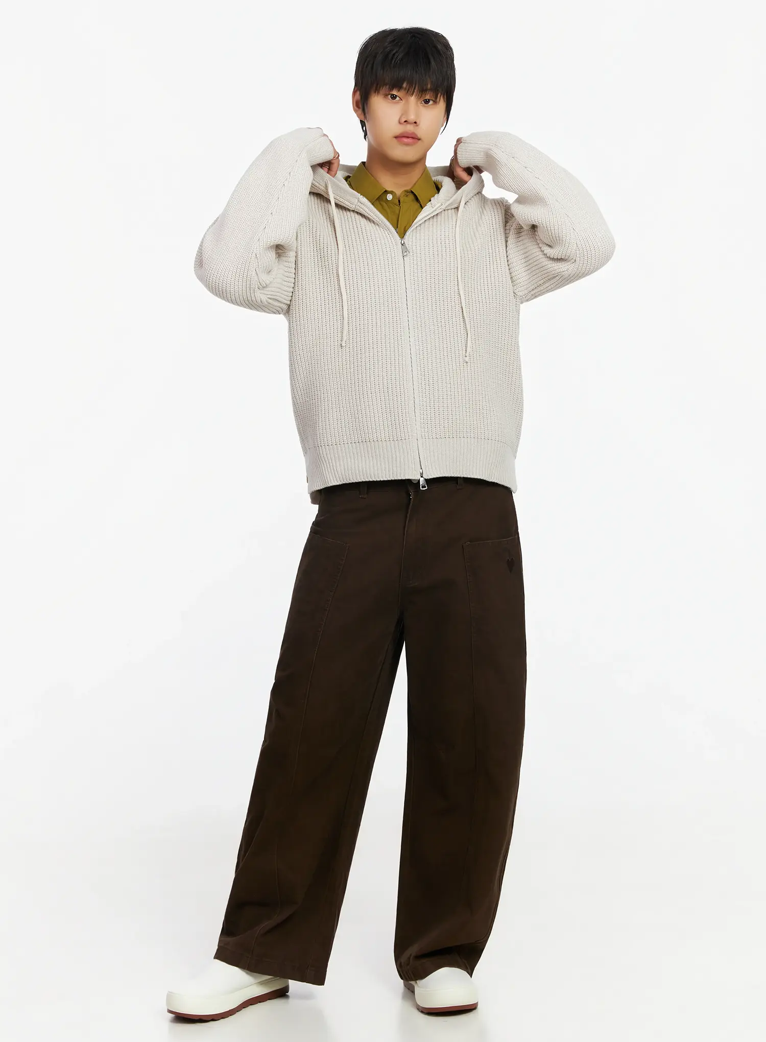 Men's Knit Zip-Up Hoodie IF503 - Image 7