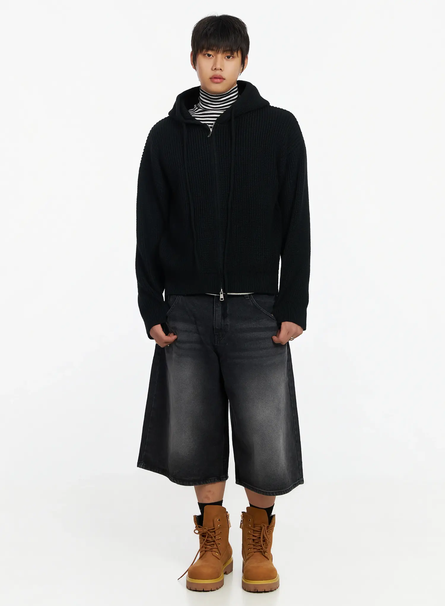 Men's Knit Zip-Up Hoodie IF503 - Image 9