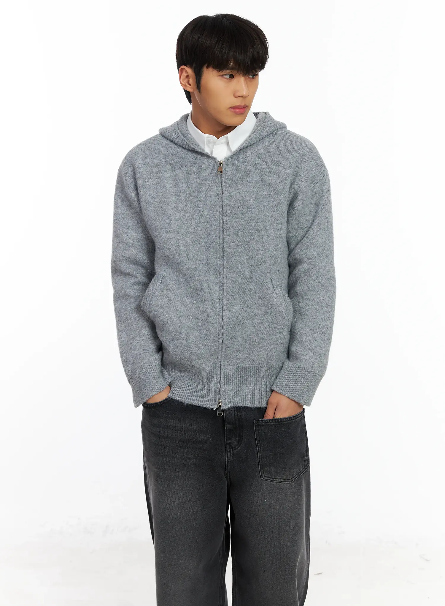 Men's Knit Zip-Up Hoodie IF506