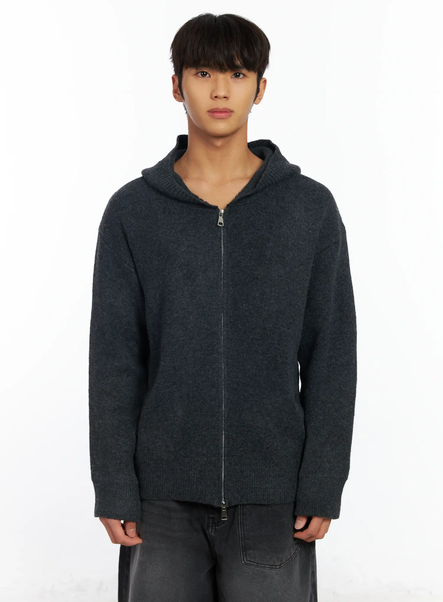 Men's Knit Zip-Up Hoodie IF506 - Image 11