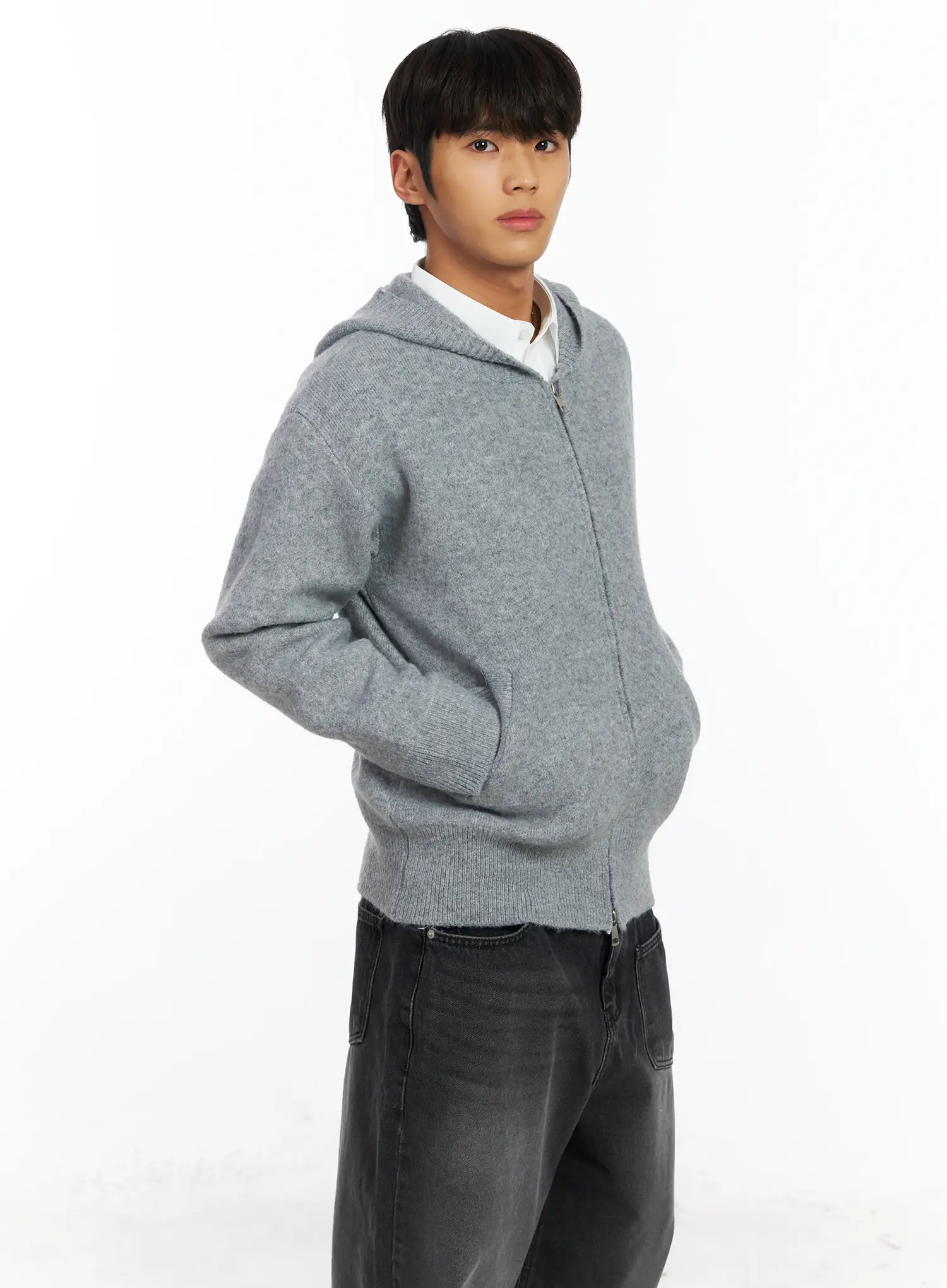 Men's Knit Zip-Up Hoodie IF506 - Image 2