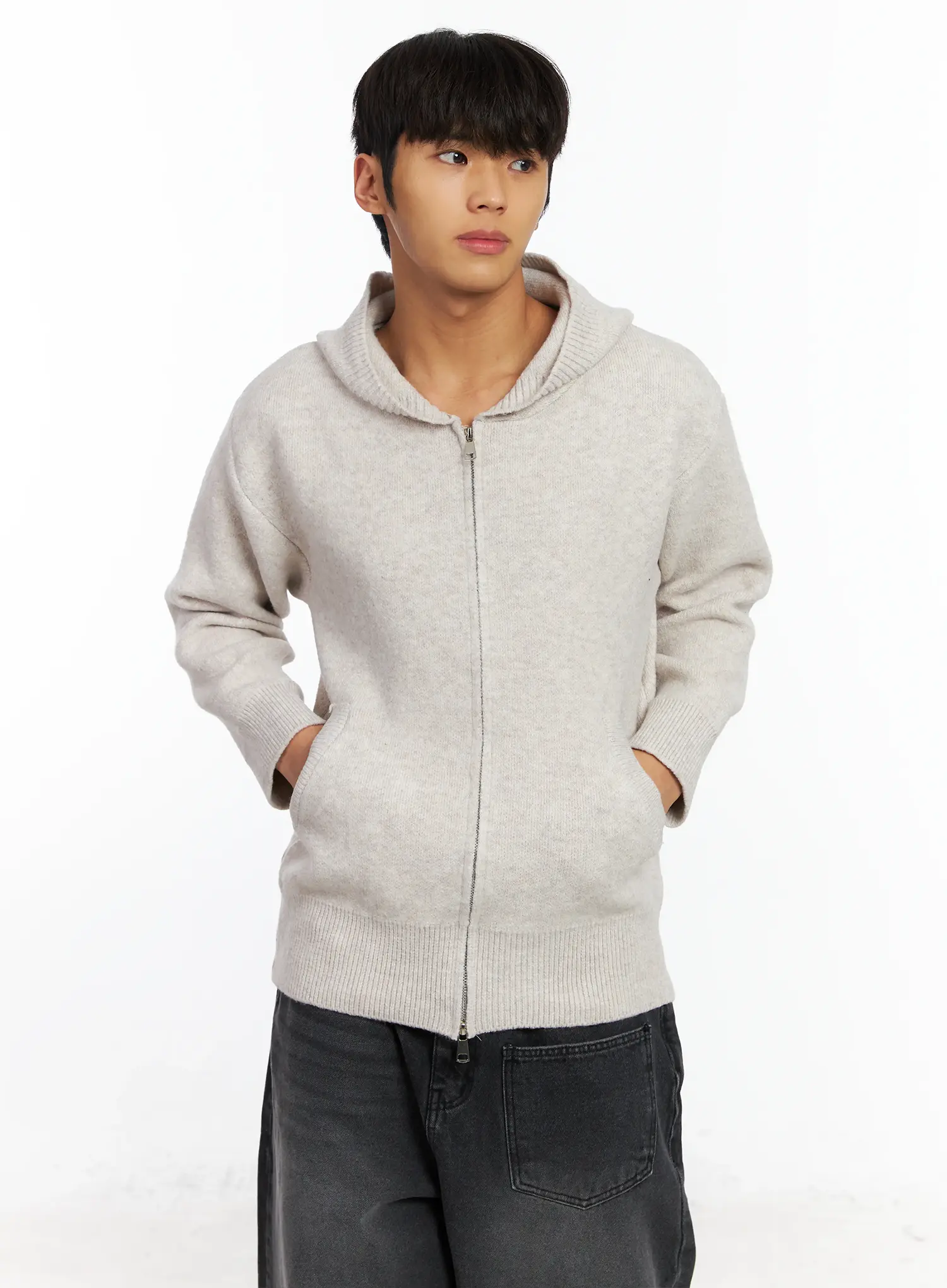 Men's Knit Zip-Up Hoodie IF506 - Image 7