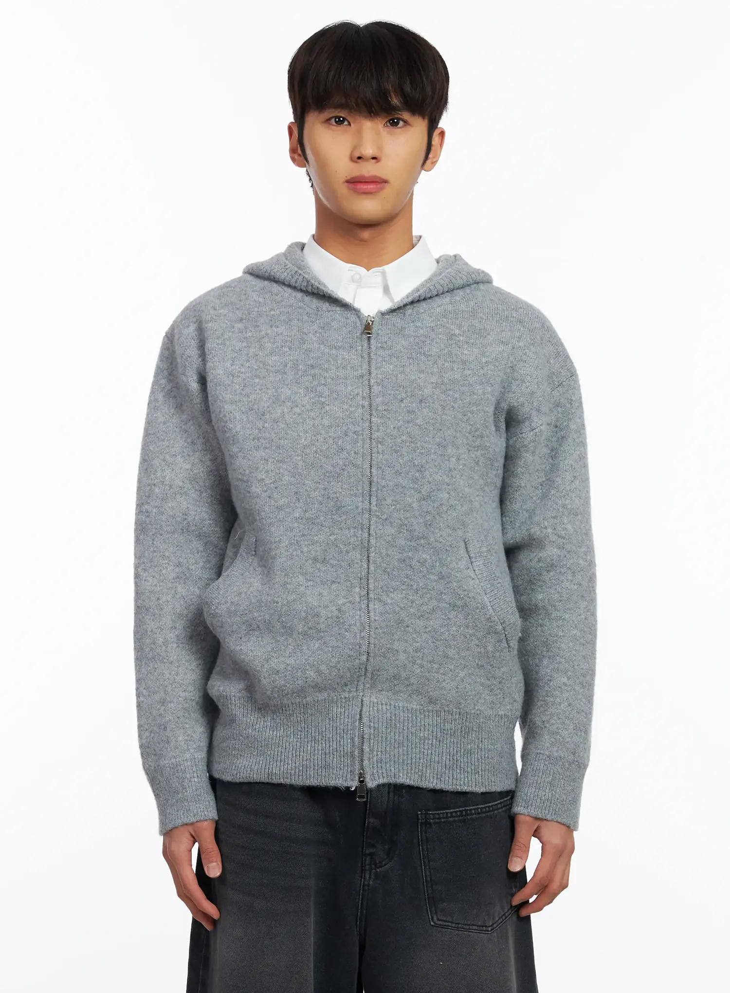 Men's Knit Zip-Up Hoodie IF506 - Image 8
