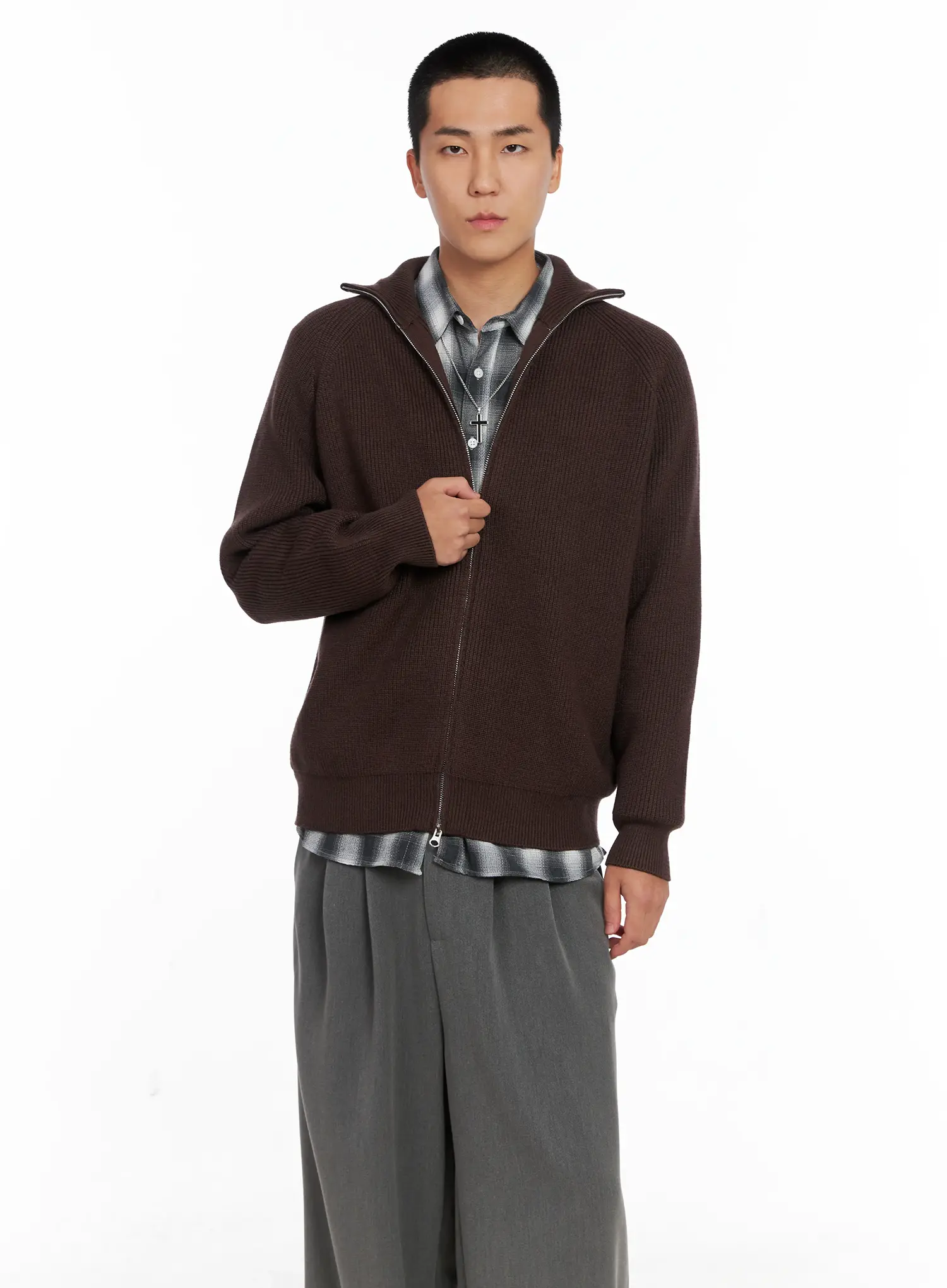 Men's Knit Zip-Up Sweater IS502 - Image 7