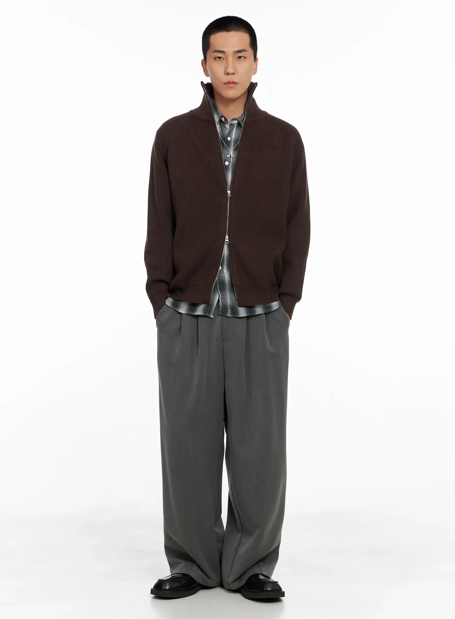 Men's Knit Zip-Up Sweater IS502 - Image 9