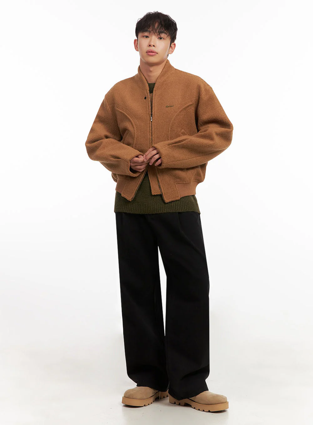 Men's Knitted Bomber Jacket ID427 - Image 2