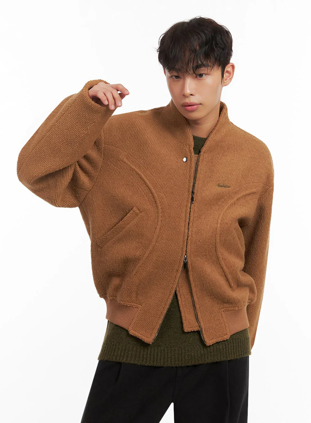 Men's Knitted Bomber Jacket ID427 - Image 3