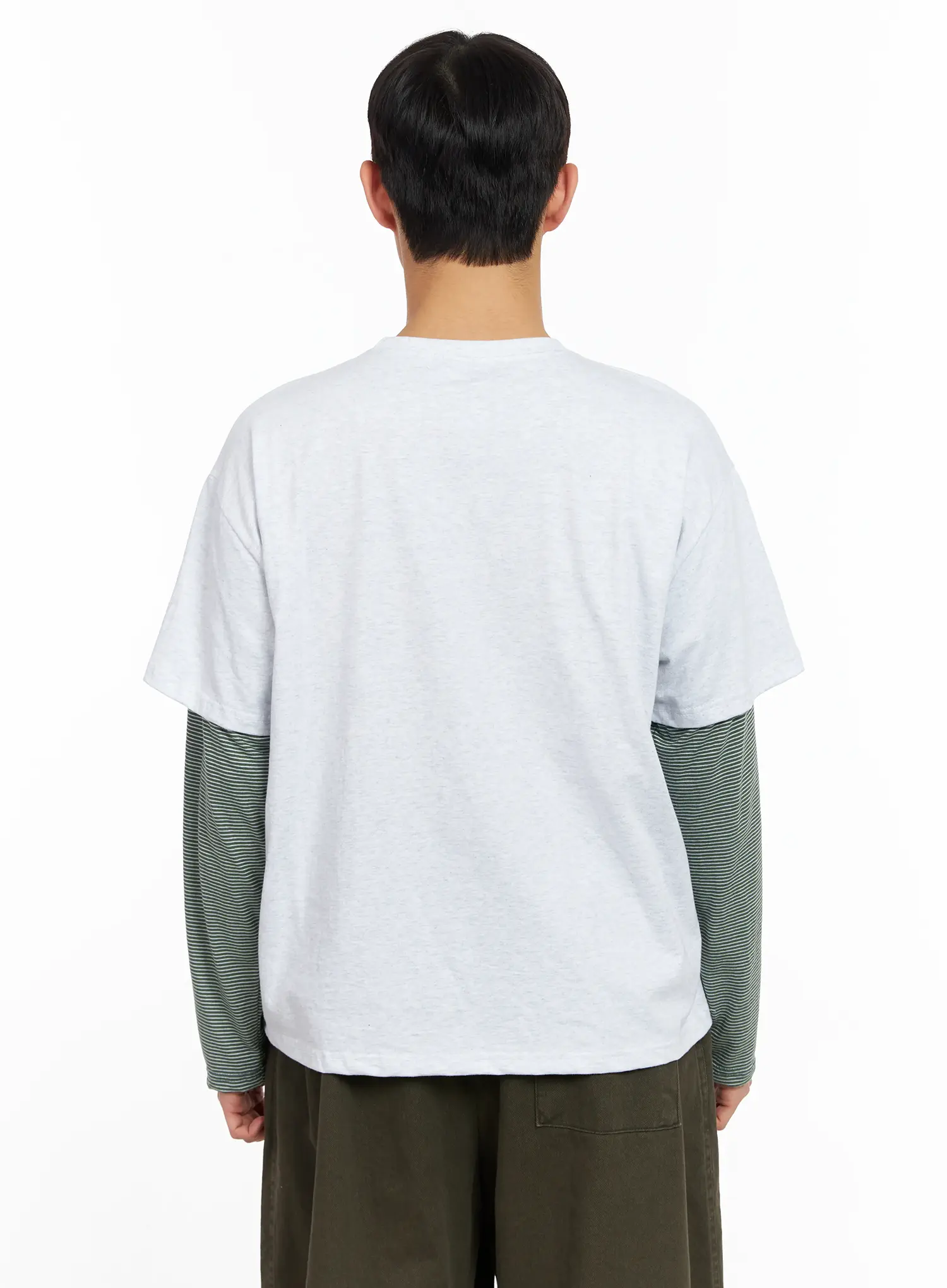 Men's Layered Graphic Striped Long Sleeve Tee IM511 - Image 5