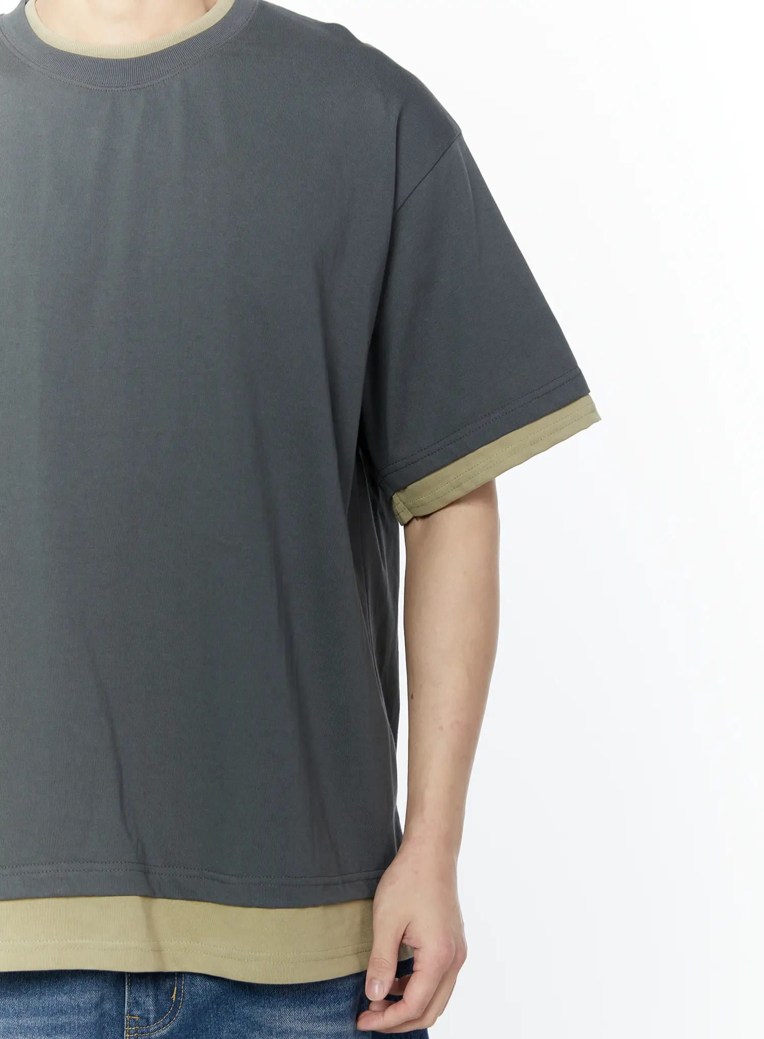Men's Layered Oversized T-Shirt IA527 - Image 14