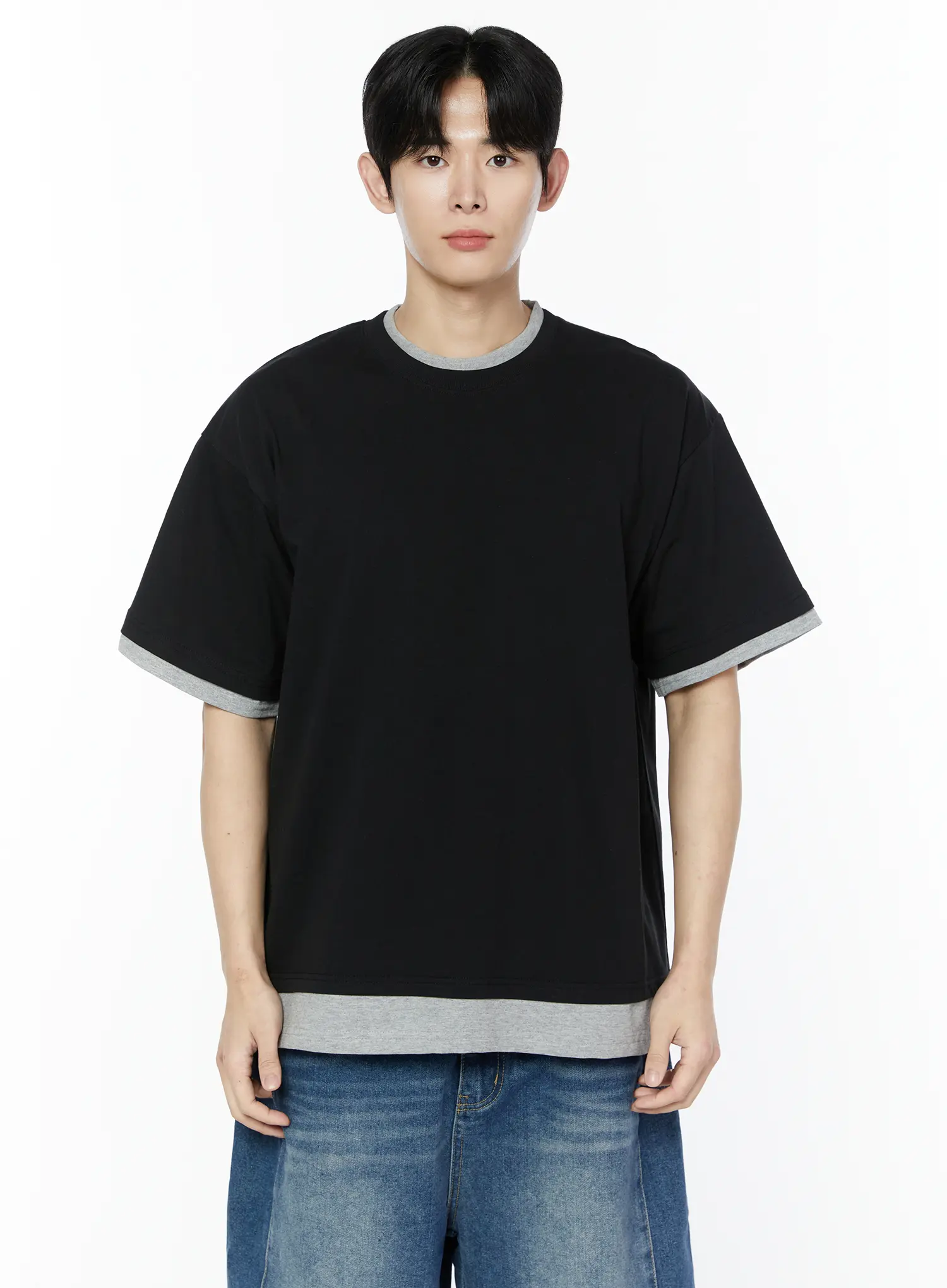 Men's Layered Oversized T-Shirt IA527 - Image 15