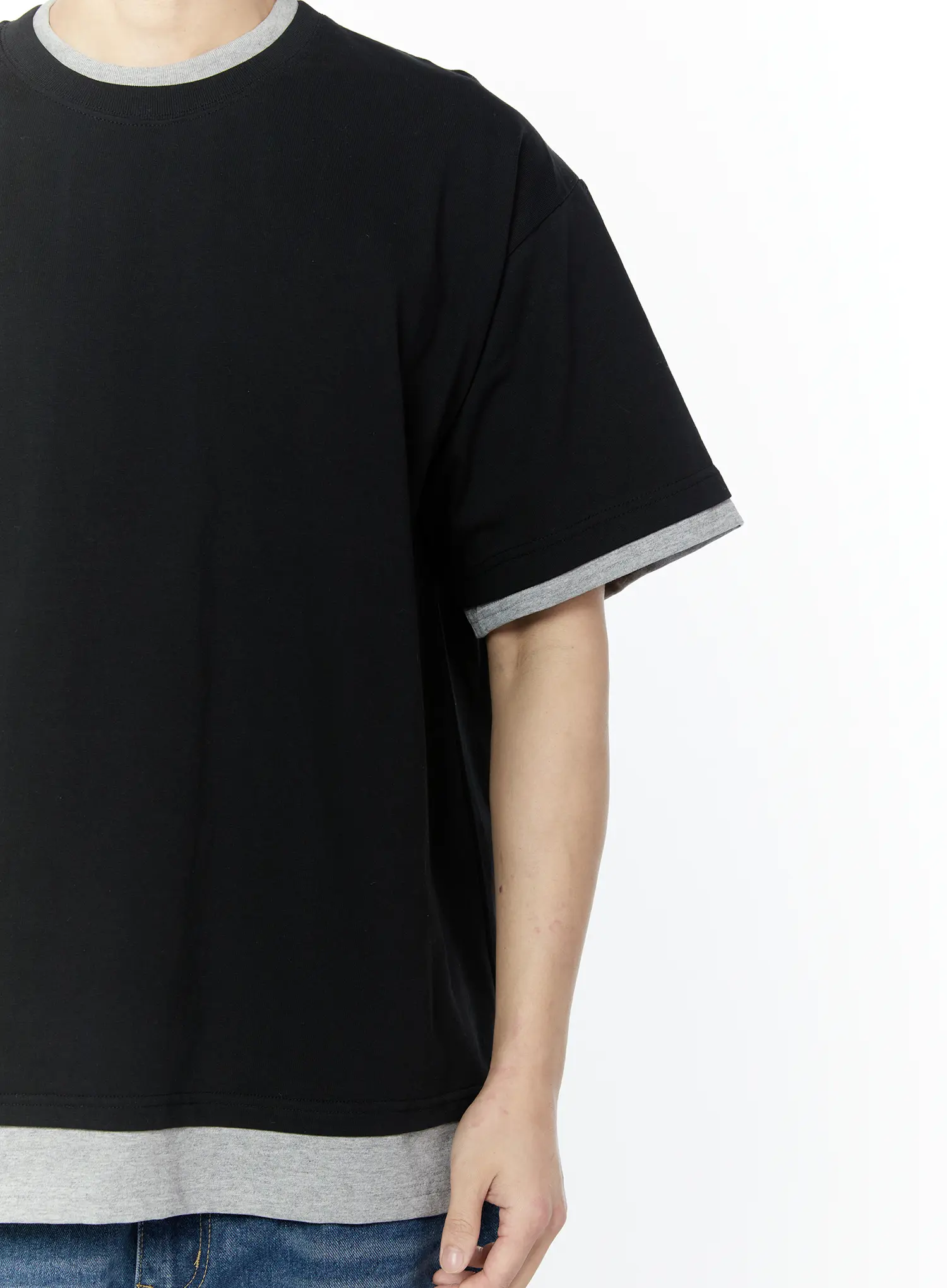 Men's Layered Oversized T-Shirt IA527 - Image 16