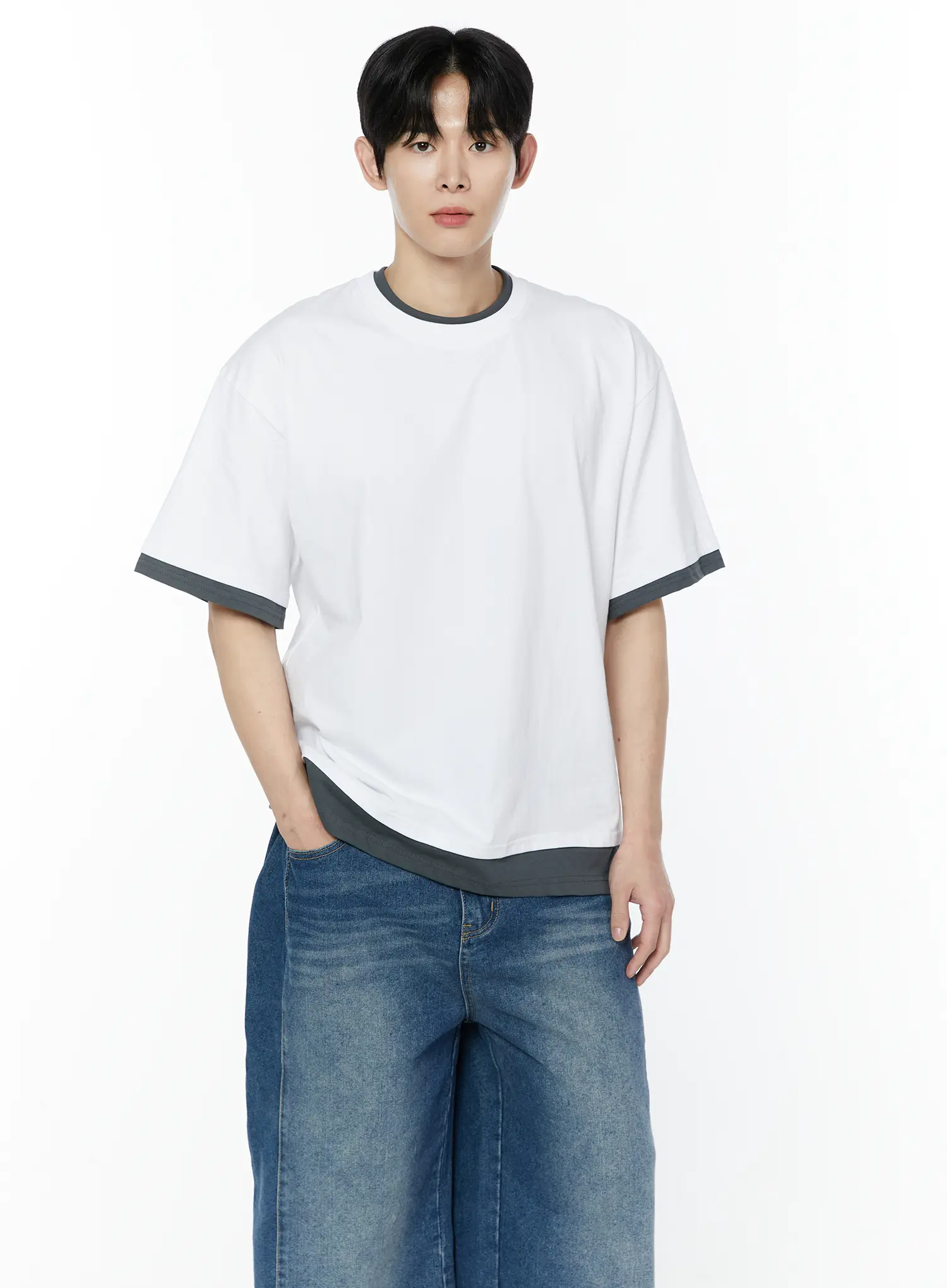 Men's Layered Oversized T-Shirt IA527 - Image 6