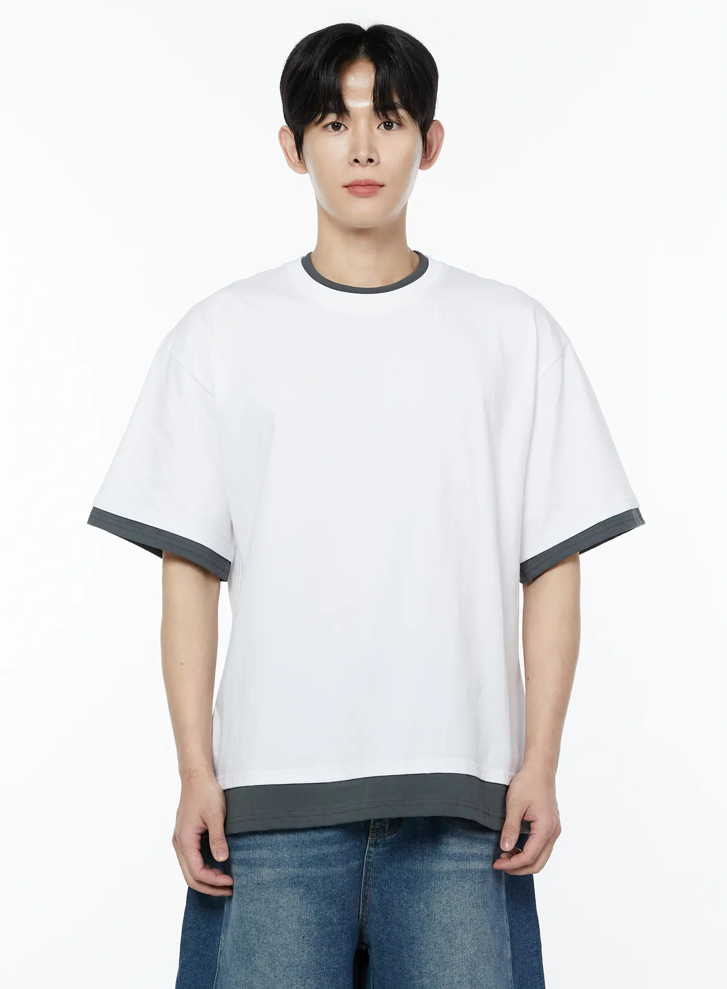 Men's Layered Oversized T-Shirt IA527 - Image 8