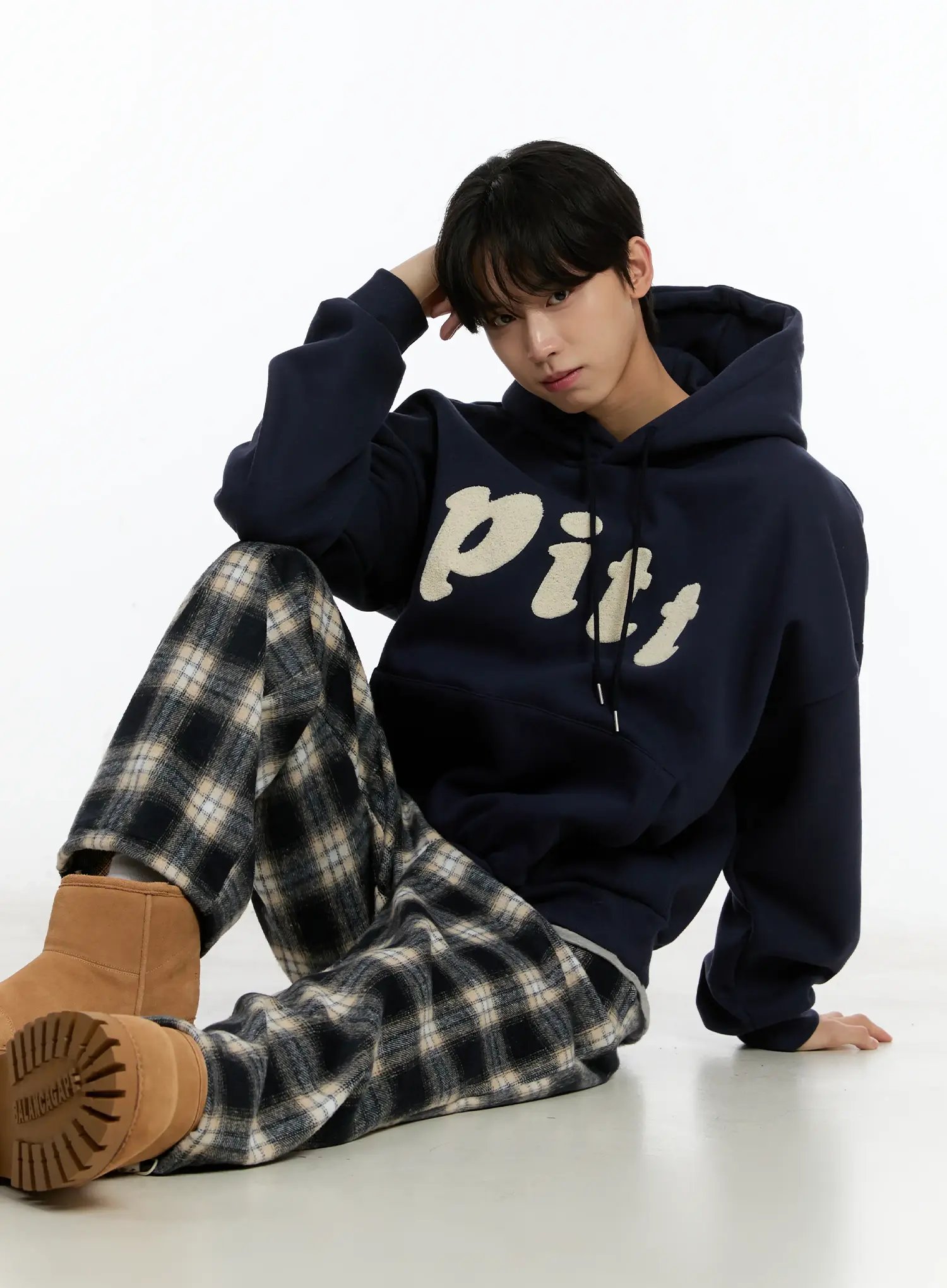 Men's Letter Embroidered Fleece Hoodie ID502