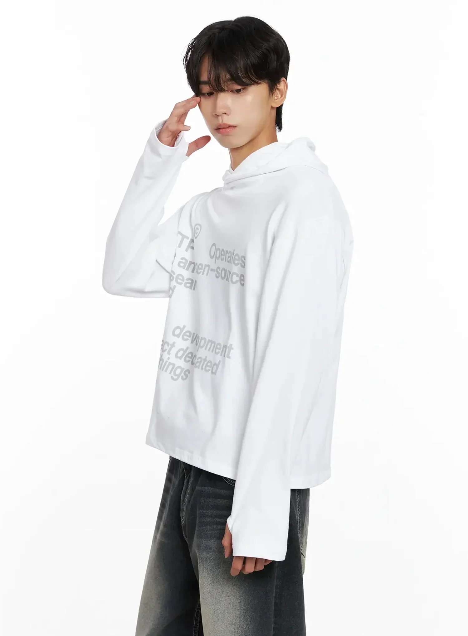 Men's Lettering Hand Warmer Hoodie IO516 - Image 10