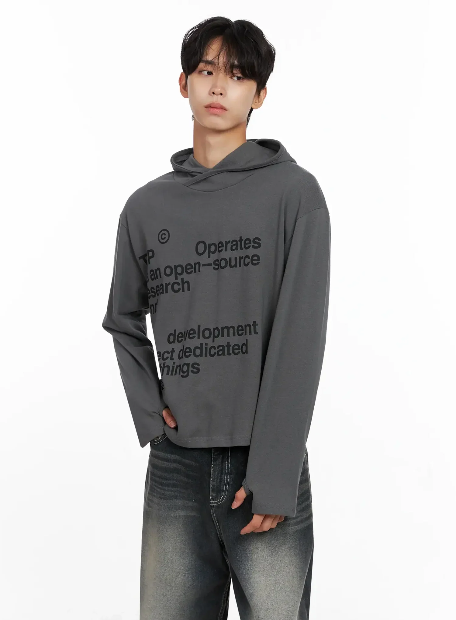 Men's Lettering Hand Warmer Hoodie IO516 - Image 12