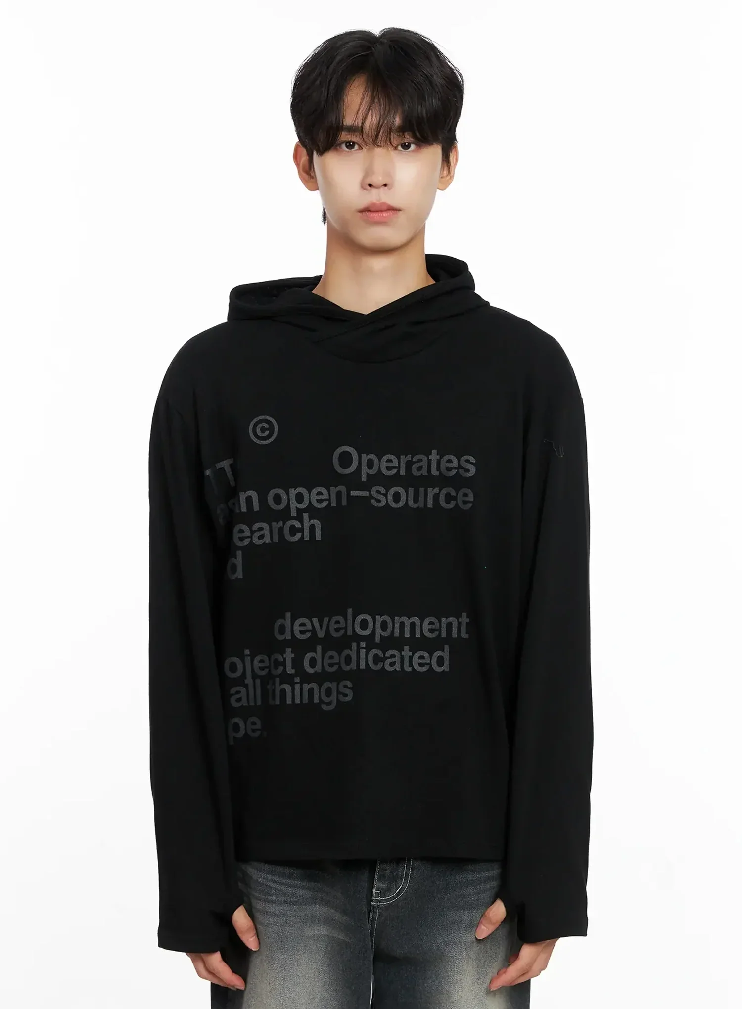Men's Lettering Hand Warmer Hoodie IO516 - Image 18