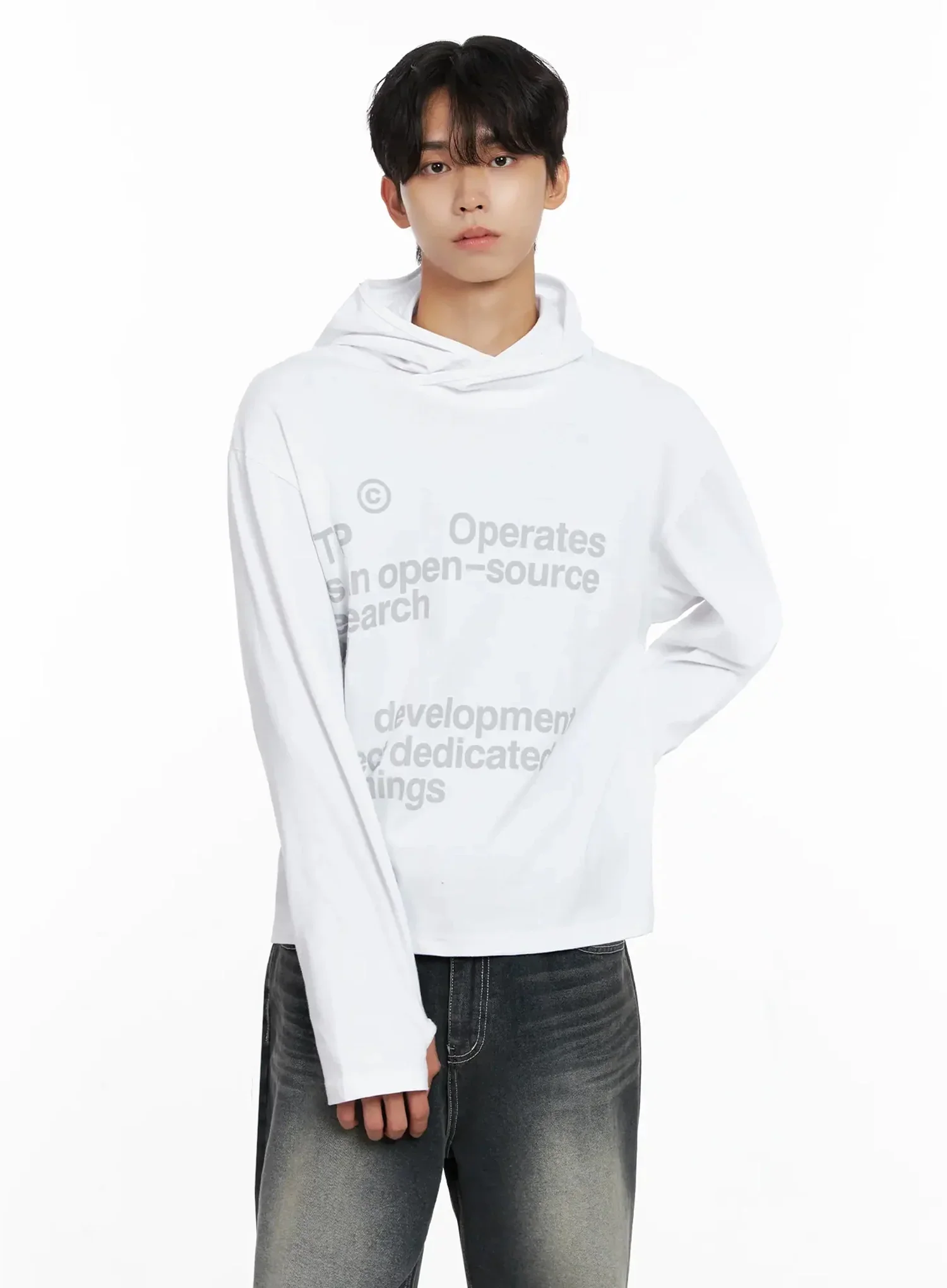 Men's Lettering Hand Warmer Hoodie IO516 - Image 9