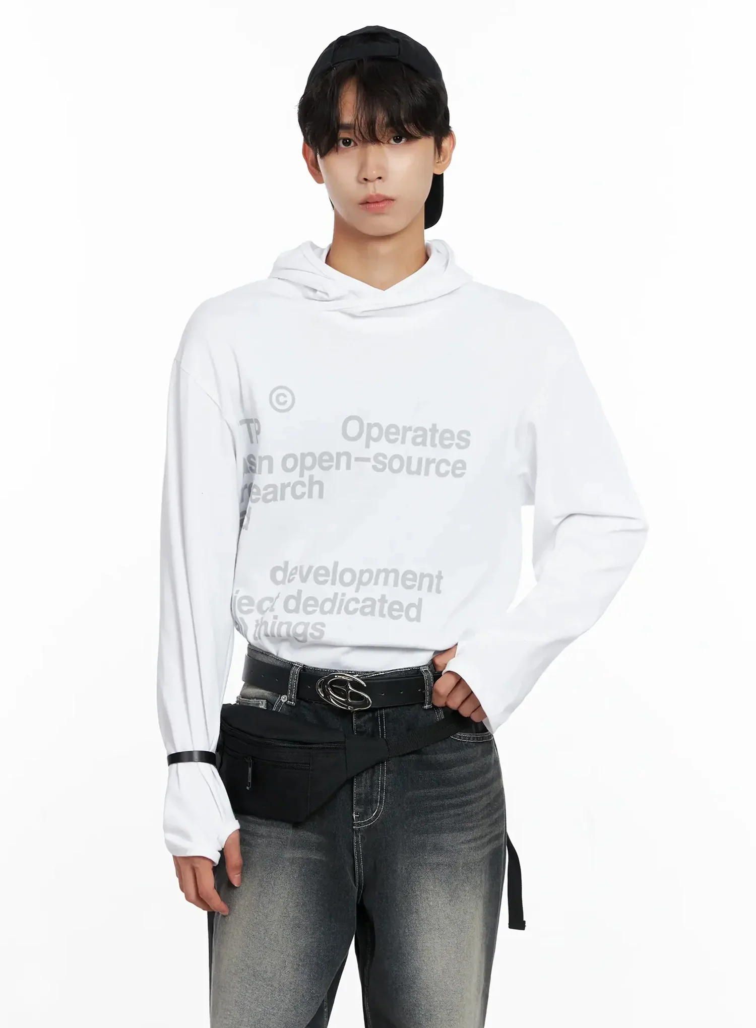 Men's Lettering Hand Warmer Hoodie IO517 - Image 3