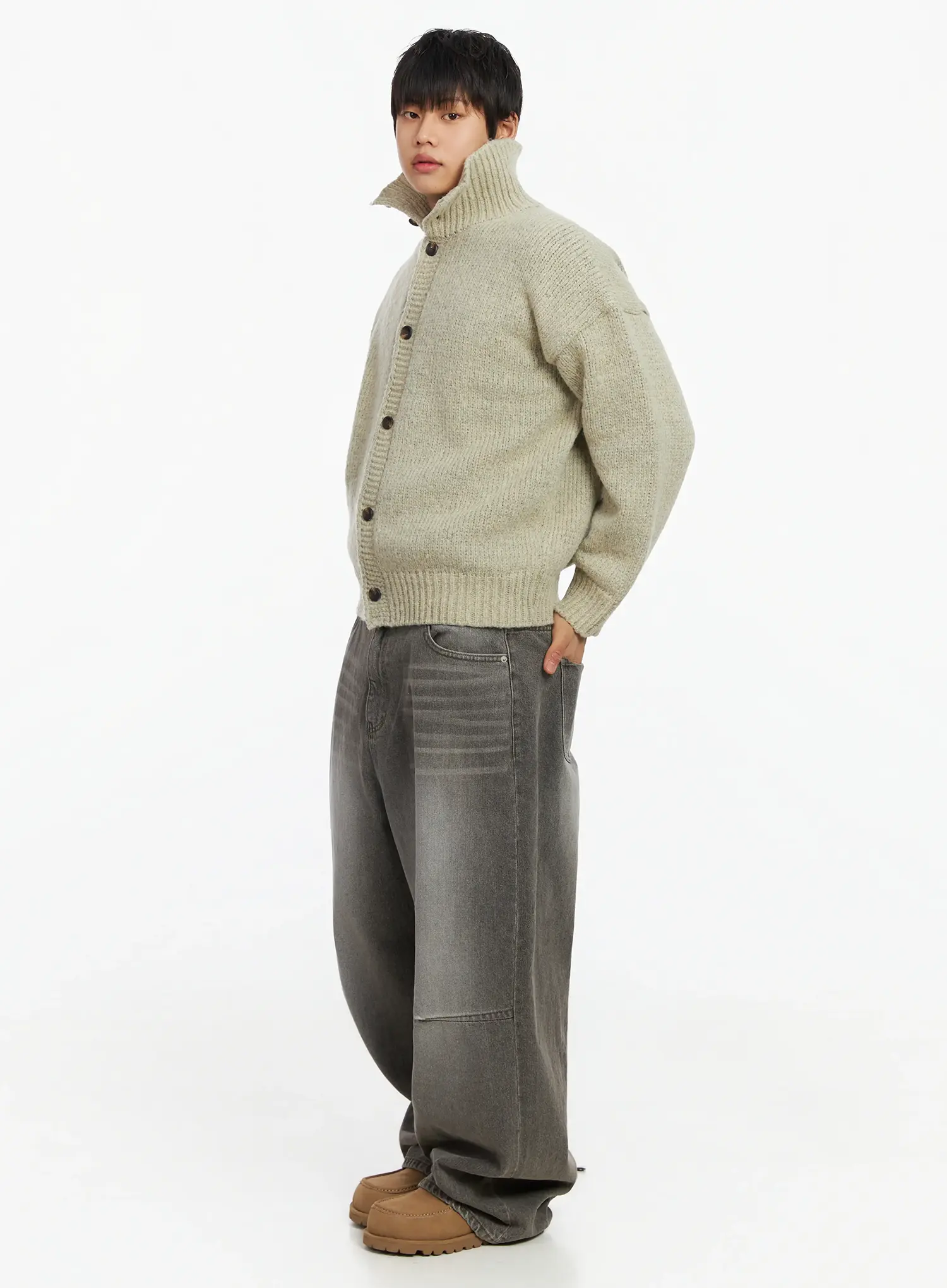 Men's Light Wash Wide Leg Jeans IF503 - Image 2