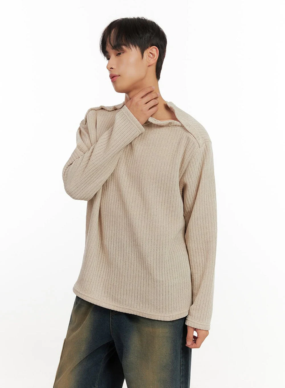 Men's Long Sleeve Solid Sweater ID406