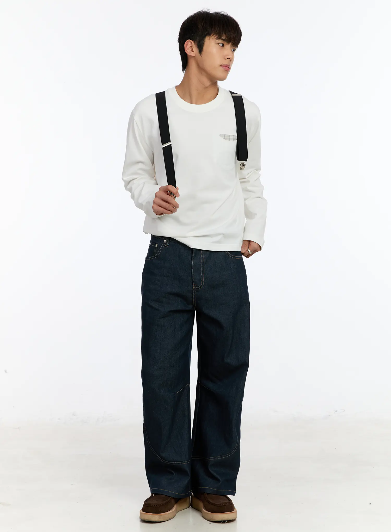 Men's Long Sleeve Tee with Plaid Pocket IM530 - Image 9