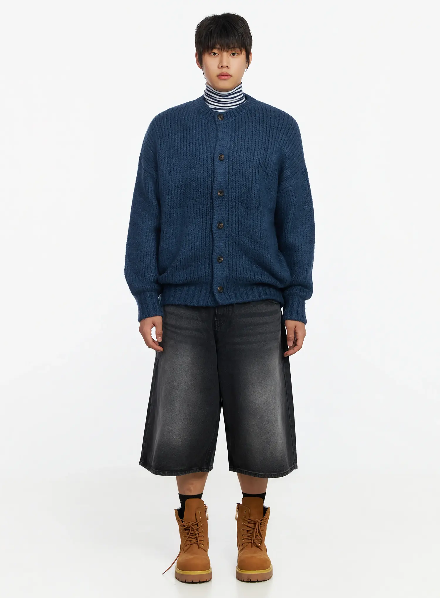 Men's Loose Fit Knit Cardigan IF503 - Image 3
