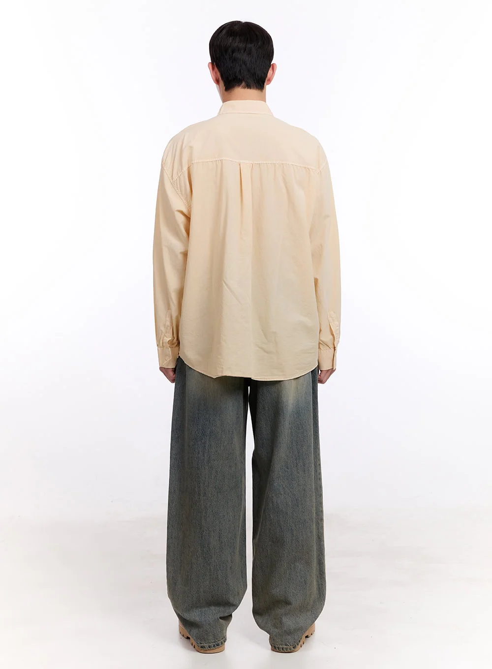 Men's Loose-Fit Long Sleeve Collared Shirt IM512 - Image 11