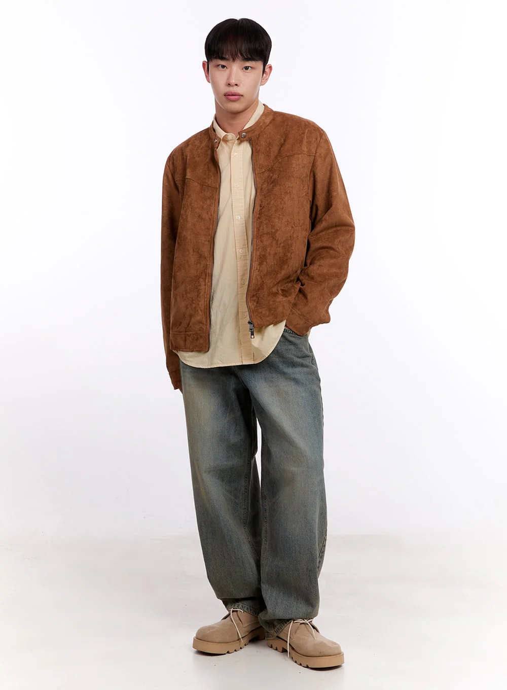 Men's Loose-Fit Long Sleeve Collared Shirt IM512 - Image 12