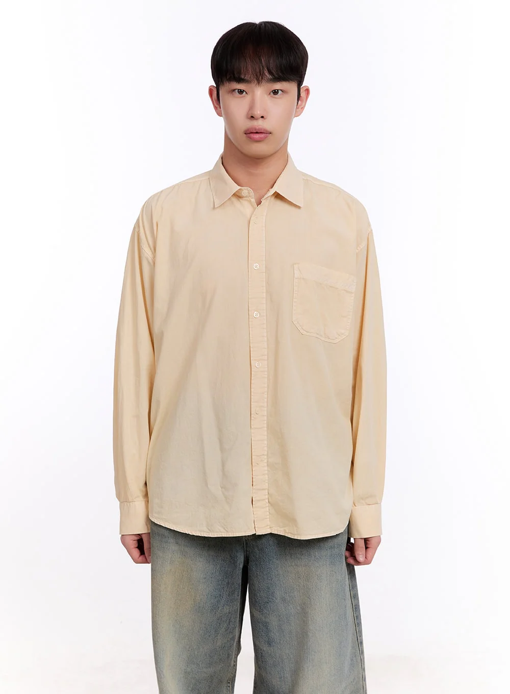 Men's Loose-Fit Long Sleeve Collared Shirt IM512 - Image 14