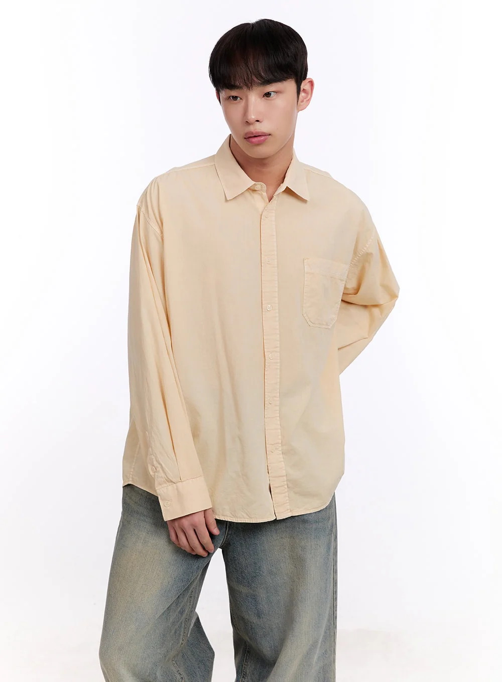 Men's Loose-Fit Long Sleeve Collared Shirt IM512 - Image 6