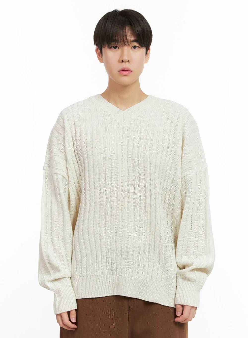 Men's Loose-Fit V-Neck Sweater IJ517 - Image 12