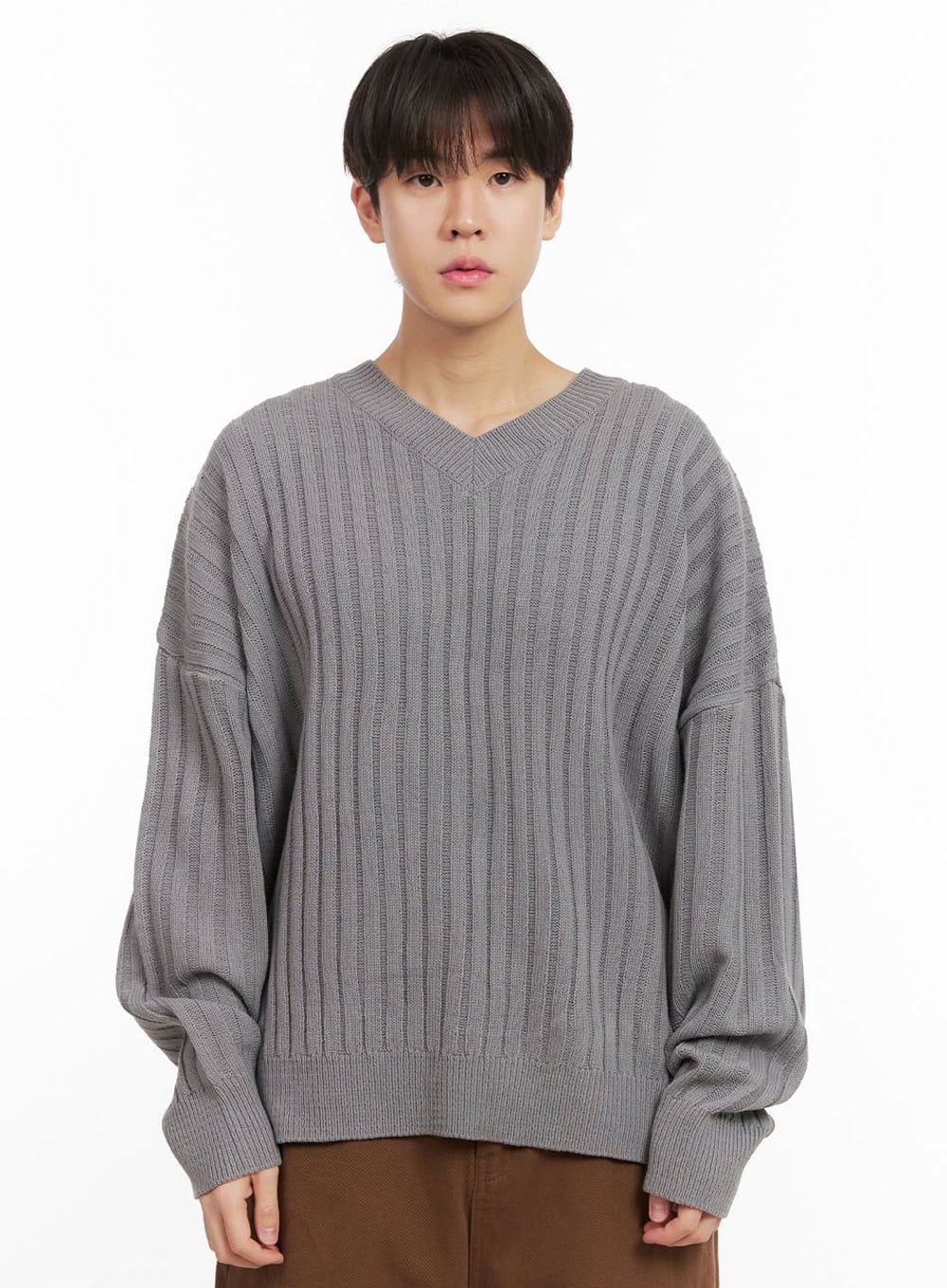 Men's Loose-Fit V-Neck Sweater IJ517 - Image 13