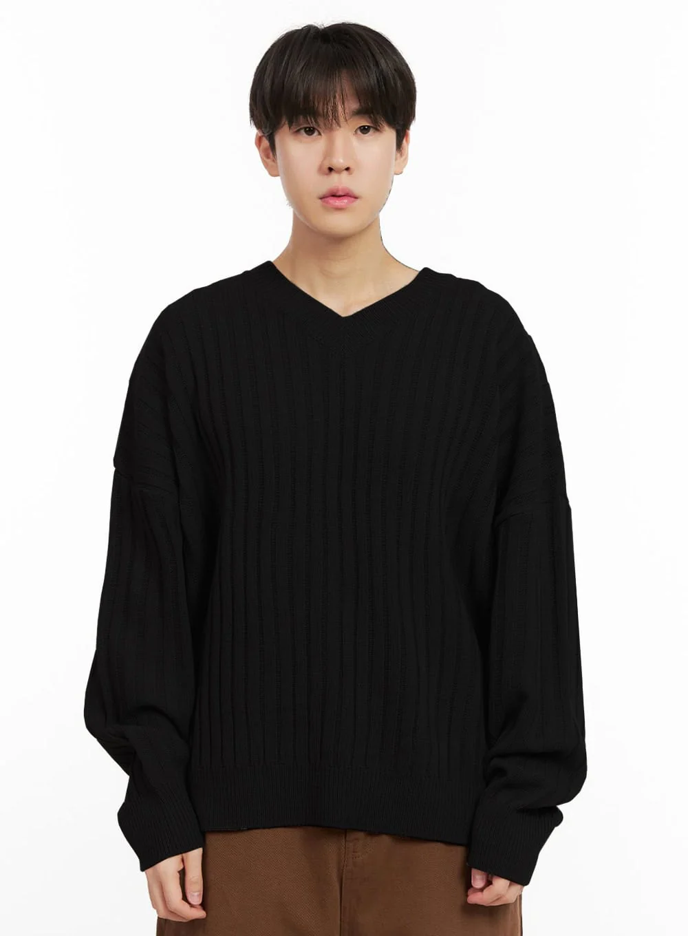 Men's Loose-Fit V-Neck Sweater IJ517 - Image 14
