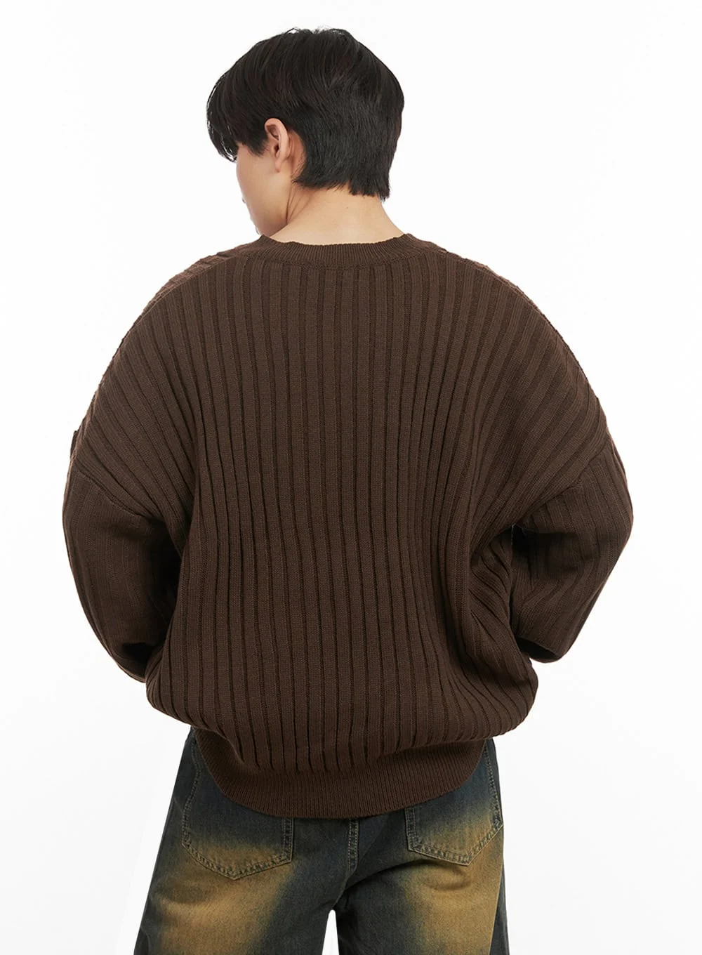 Men's Loose-Fit V-Neck Sweater IJ517 - Image 6