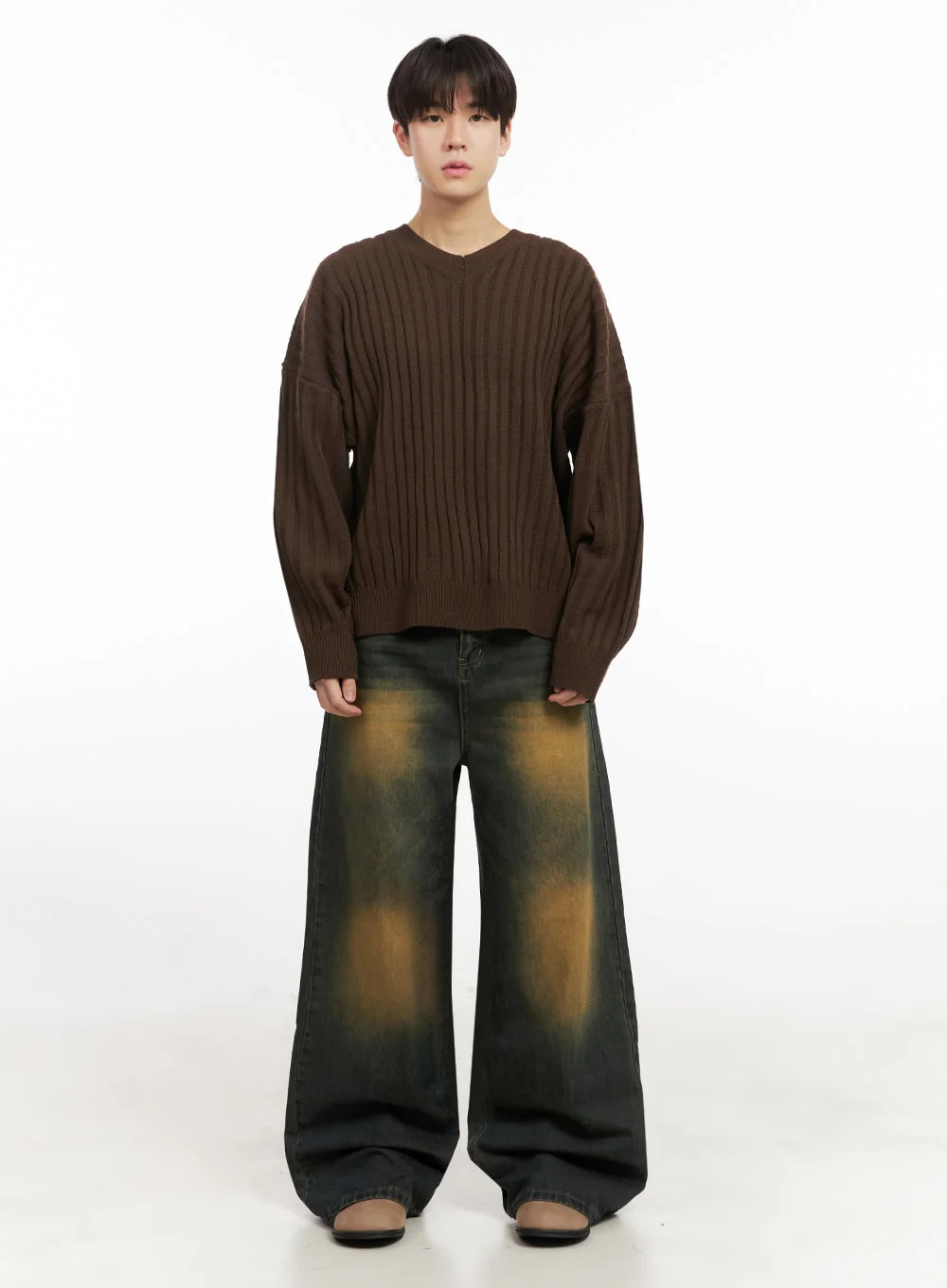 Men's Loose-Fit V-Neck Sweater IJ517 - Image 8