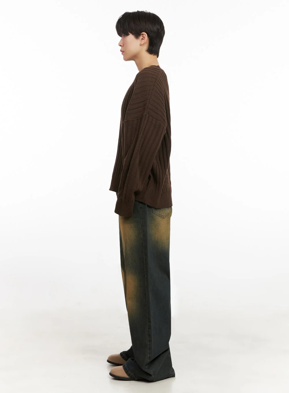 Men's Loose-Fit V-Neck Sweater IJ517 - Image 9