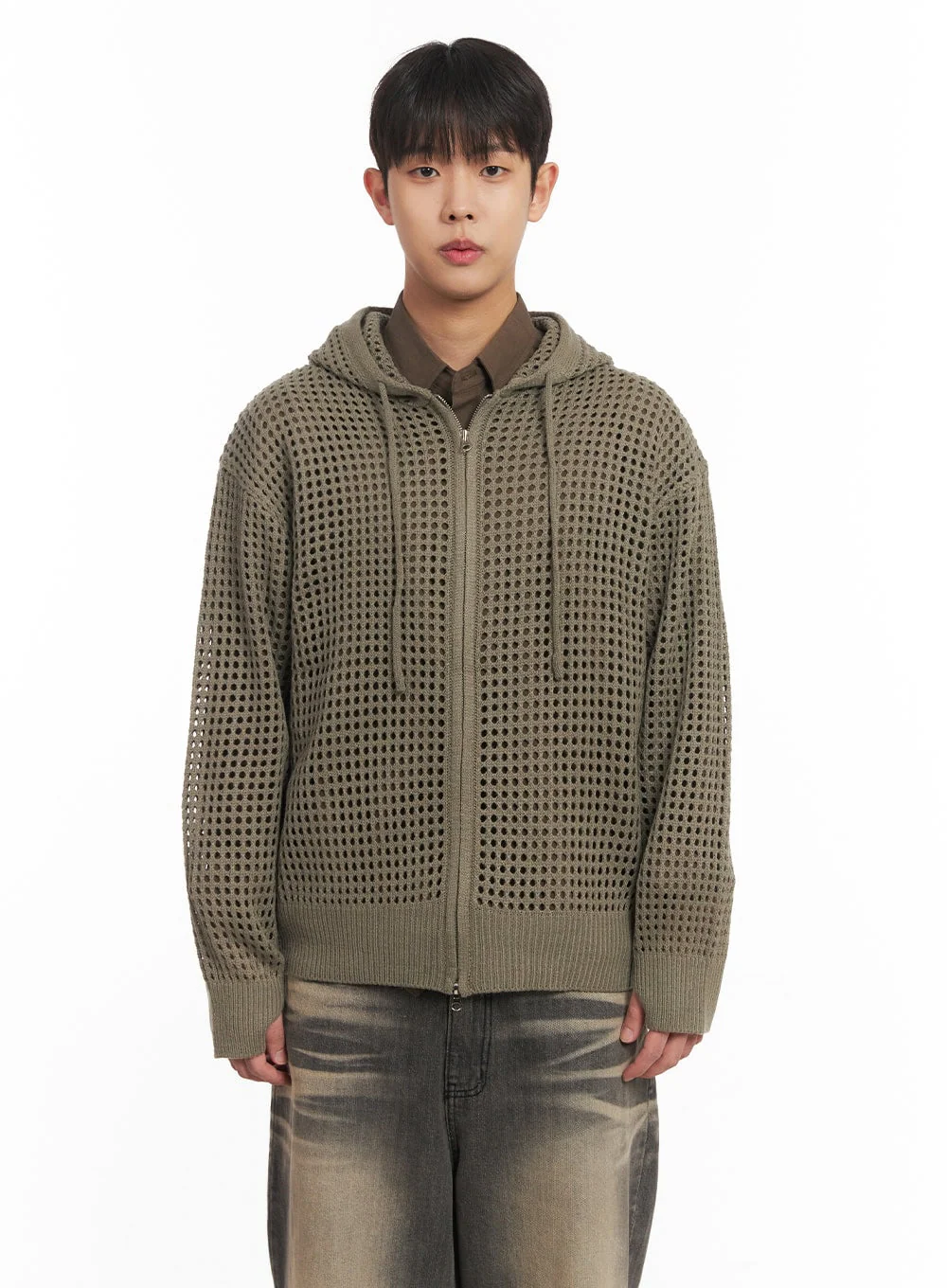 Men's Mesh Knit Hooded Zip-Up Jacket IM514 - Image 13