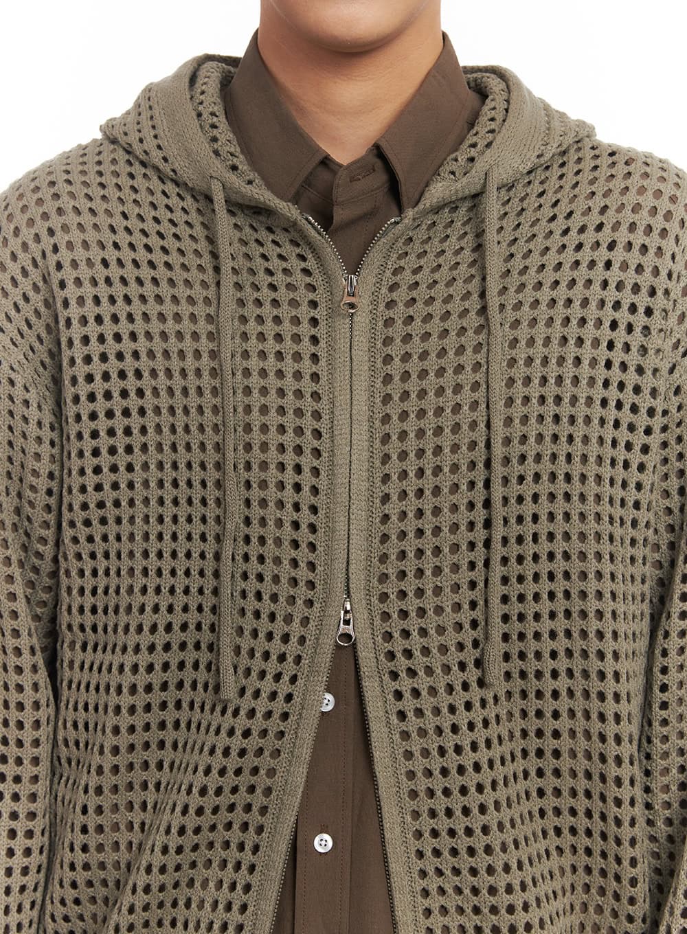 Men's Mesh Knit Hooded Zip-Up Jacket IM514 - Image 5
