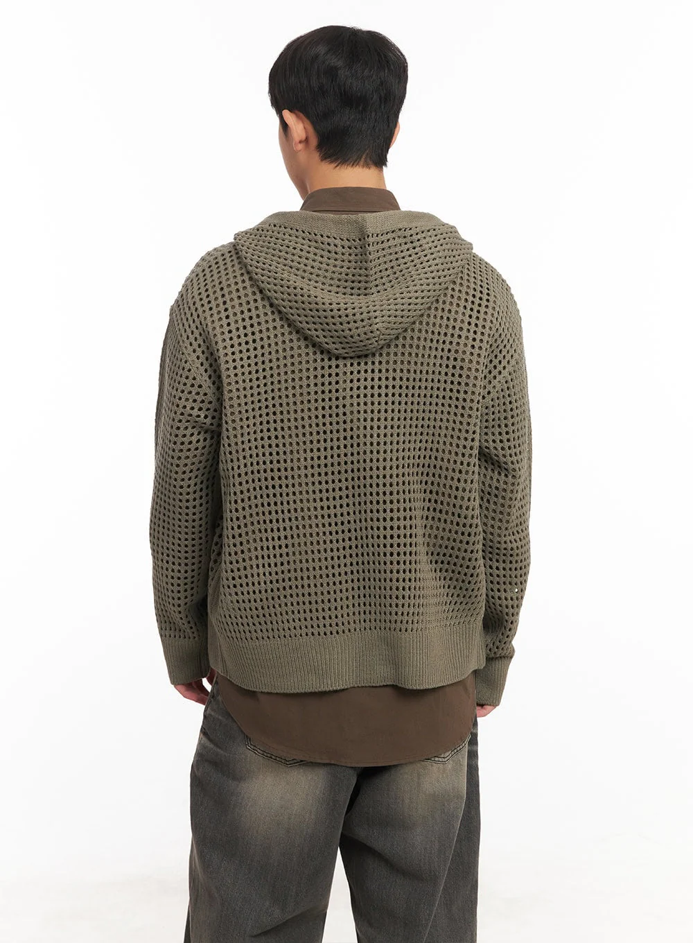 Men's Mesh Knit Hooded Zip-Up Jacket IM514 - Image 8