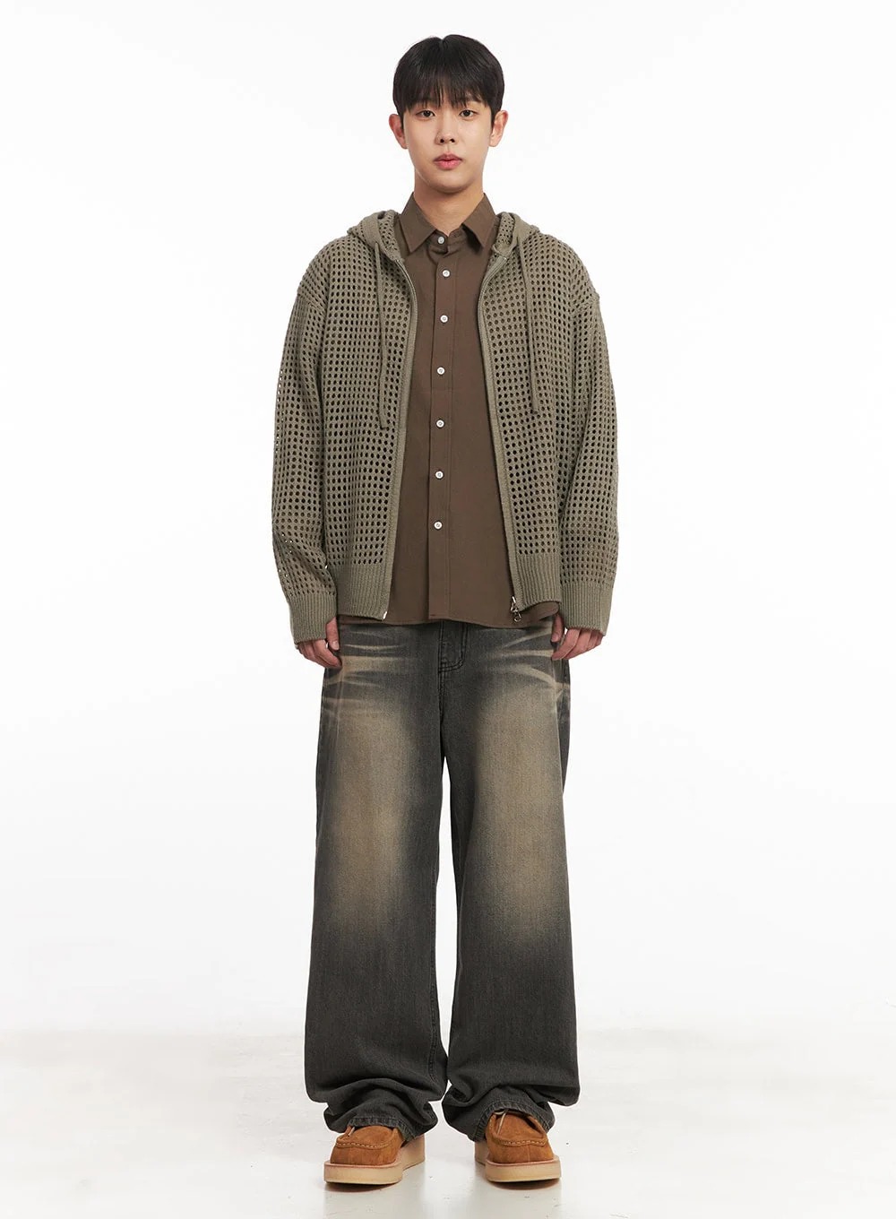 Men's Mesh Knit Hooded Zip-Up Jacket IM514 - Image 9