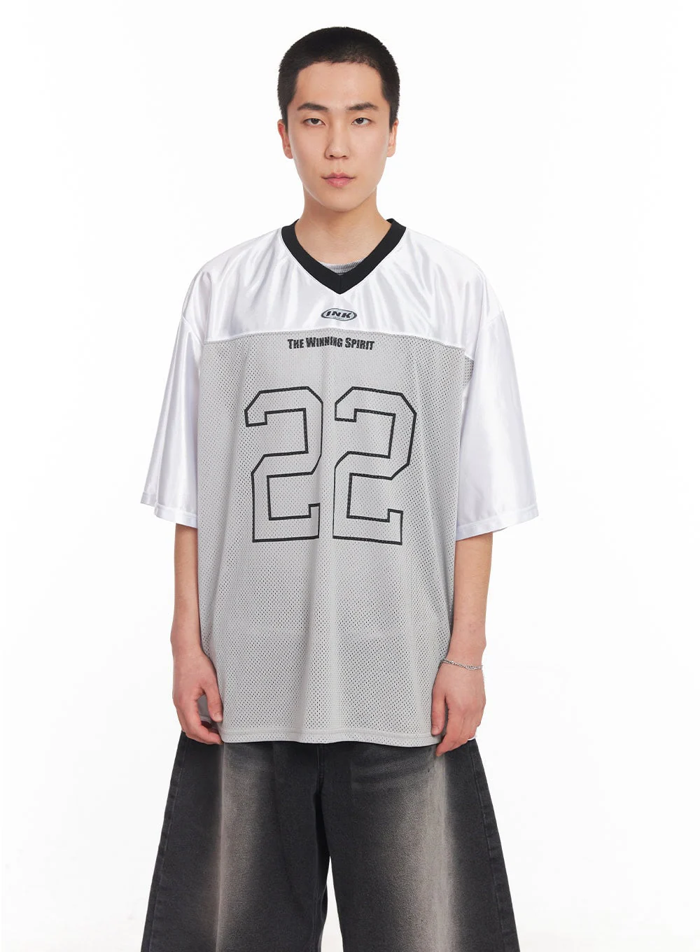 Men's Mesh V-Neck Graphic Tee IY505 - Image 16